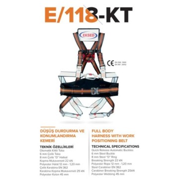 Düşüş Durdurma ve Konumlandırma Emniyet Kemeri E118KT PT Eks