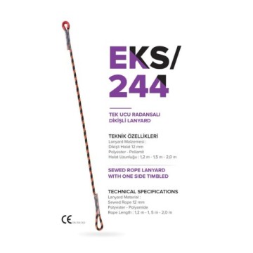 Lanyard Tek Ucu Radansalı Dikişli 1,50 mt EKS244 Eks