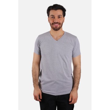 T-Shirt Penye V Yaka Kısa Kol - SG