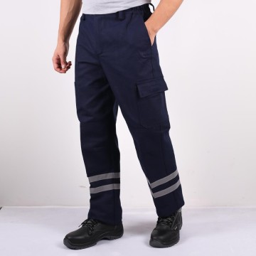 Pantolon Panama Dokuma Kanvas Reflektörlü - Lacivert - 4XL