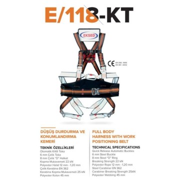 Düşüş Durdurma ve Konumlandırma Emniyet Kemeri E118KT PT Eks
