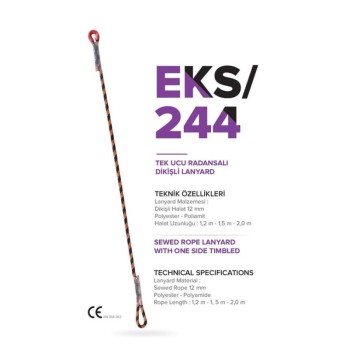 Lanyard Tek Ucu Radansalı Dikişli 1,50 mt EKS244 Eks