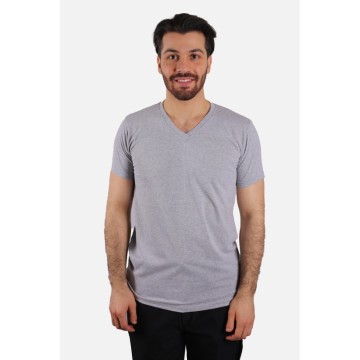 T-Shirt Penye V Yaka Kısa Kol - SG