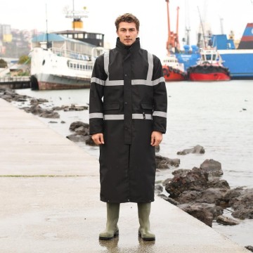 Samteks Reflektörlü Rain Mont - Siyah