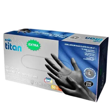Koin/Titan Ekstre Kalın Noktalı Siyah Nitril Eldiven - XL